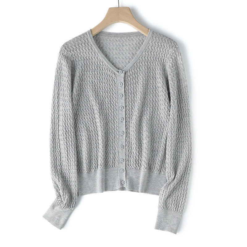 Femme Leichtgewicht Strukturierter Strick Cardigan Heidi-Mode