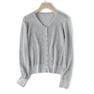 Femme Leichtgewicht Strukturierter Strick Cardigan Heidi-Mode