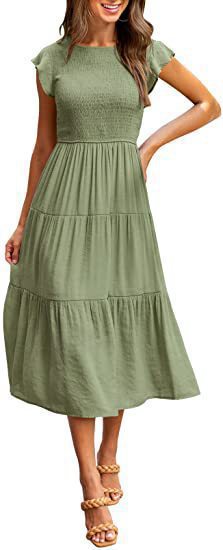 Damen Midi-Kleid mit elegantem geflochtenem Oberteil und leichtem Baumwollrock Heidi-Mode