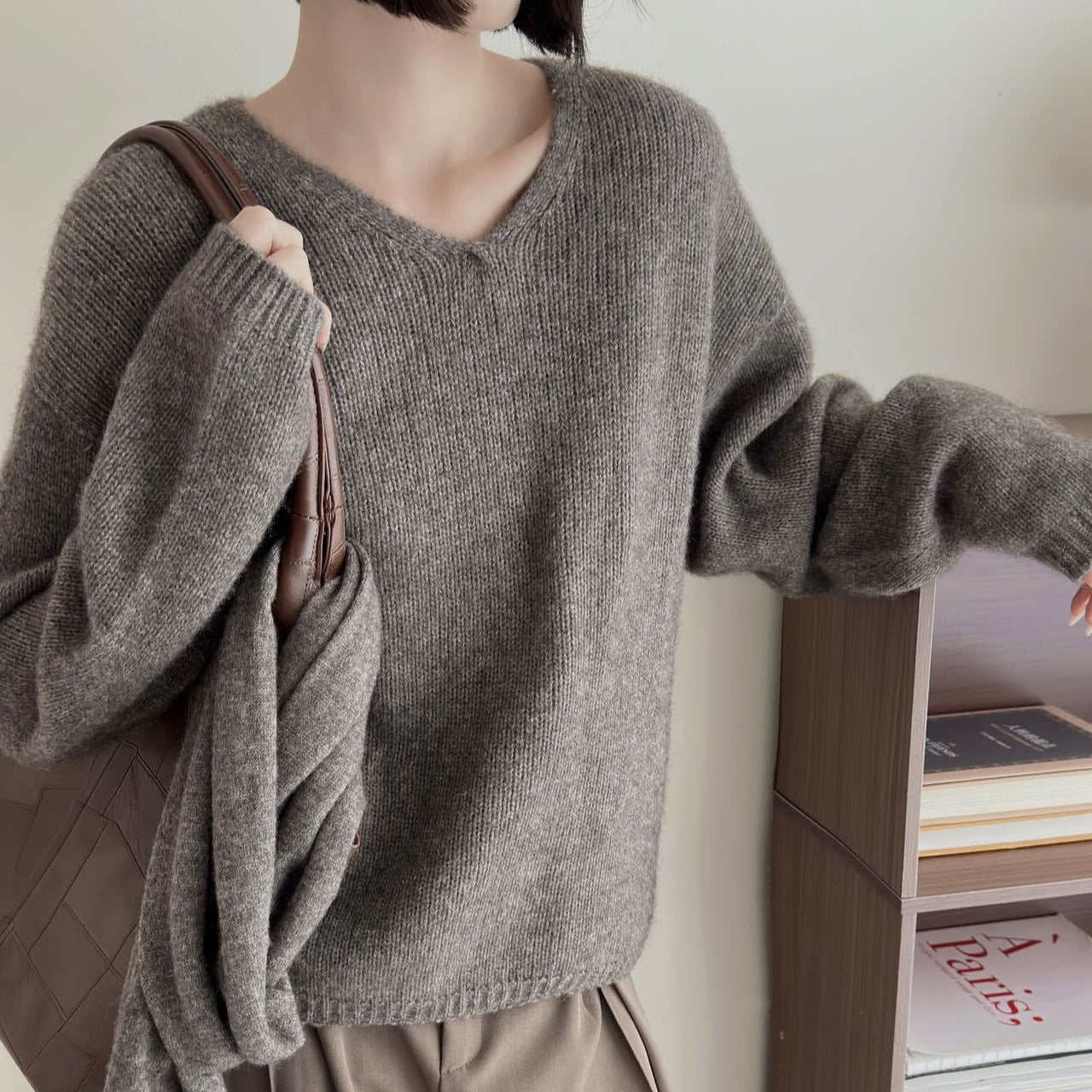 Femme Luxuriöser V-Ausschnitt Kaschmirpullover Heidi-Mode