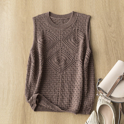 Femme Open-Knit Ärmelloser Pullover Heidi-Mode