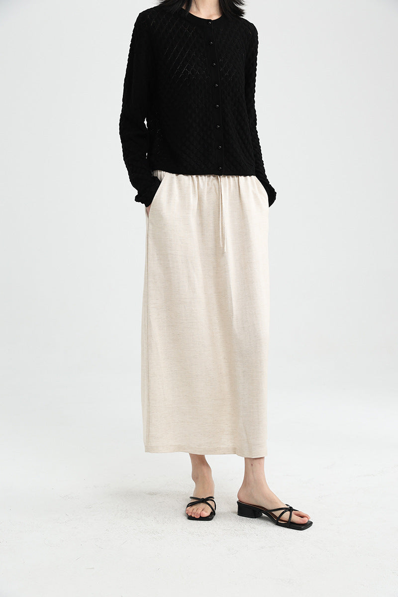 Femme Leichtgewicht Kordelzug Maxi Rock Heidi-Mode