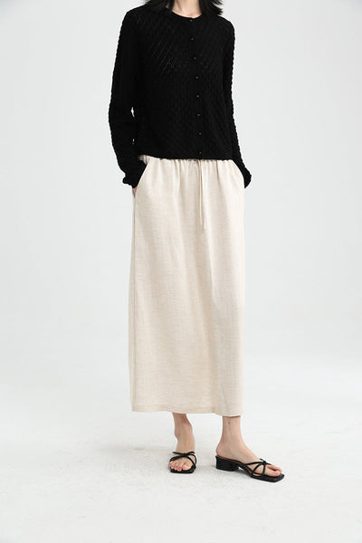 Femme Leichtgewicht Kordelzug Maxi Rock Heidi-Mode