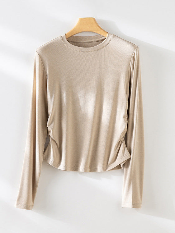Damen Langarm Gathered Side Top Heidi-Mode