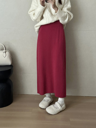 Femme Luxus Strick Maxi Rock Heidi-Mode