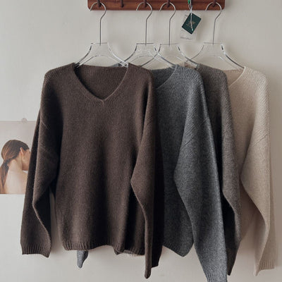 Femme Luxuriöser V-Ausschnitt Kaschmirpullover Heidi-Mode