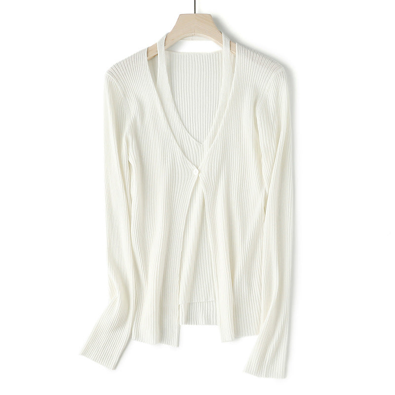 Femme Rippstrick Langarm Knopf-Cardigan Heidi-Mode