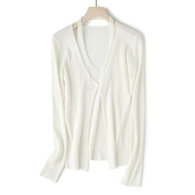 Femme Rippstrick Langarm Knopf-Cardigan Heidi-Mode