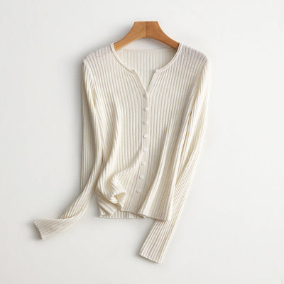 Femme Gerippter Knopf-Oben Stricktop Heidi-Mode