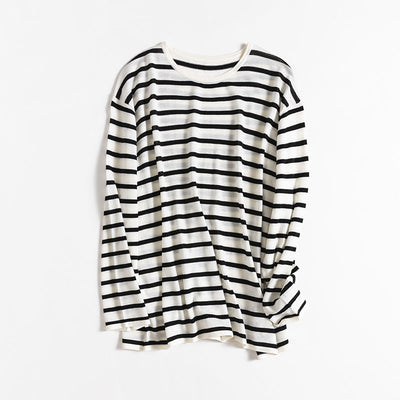 Damen Relaxed Fit Gestreifter Langarmtop Heidi-Mode