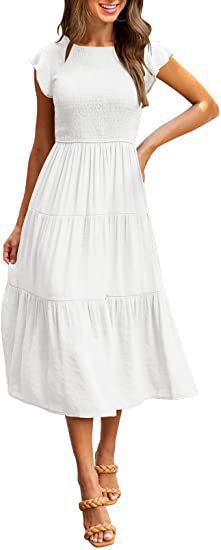 Damen Midi-Kleid mit elegantem geflochtenem Oberteil und leichtem Baumwollrock Heidi-Mode