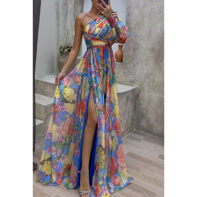 One-Shoulder Maxikleid | Florales Muster | Eleganter Schnitt