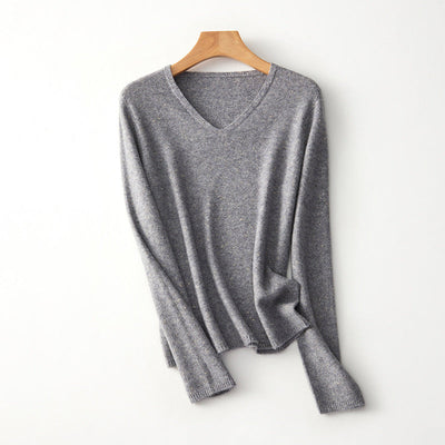 Femme Leicht V-Ausschnitt Strickpullover Heidi-Mode