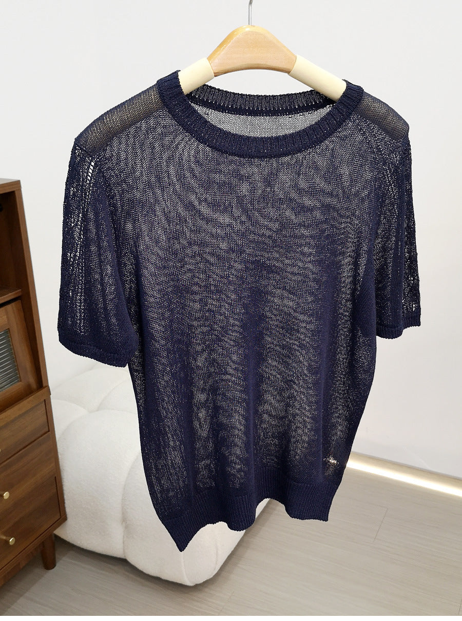 Femme Leichtgewicht Kurzarm Stricktop Heidi-Mode