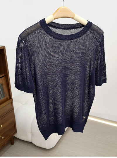 Femme Leichtgewicht Kurzarm Stricktop Heidi-Mode