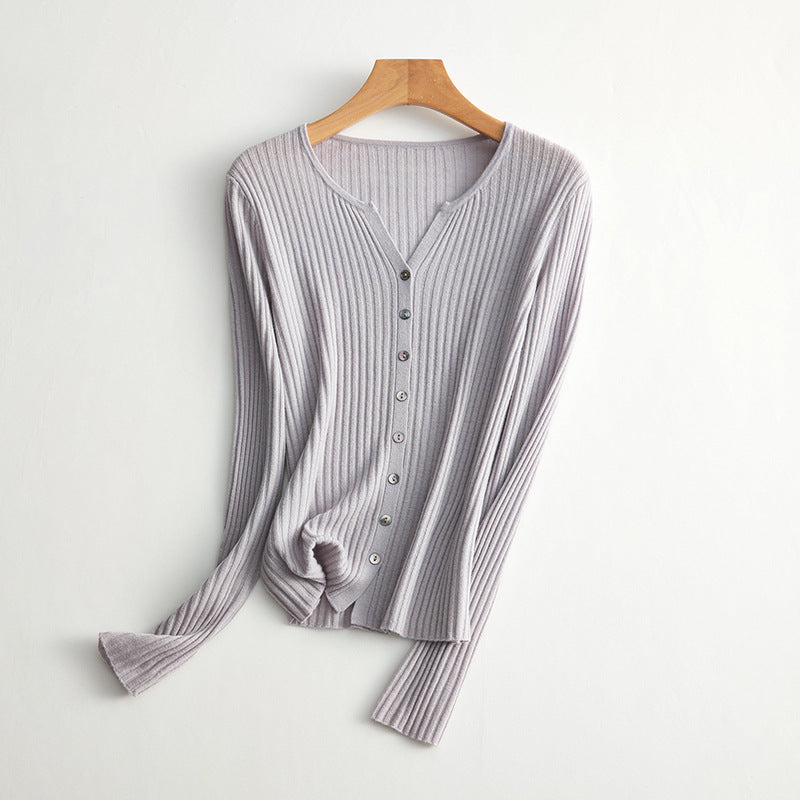 Femme Gerippter Knopf-Oben Stricktop Heidi-Mode