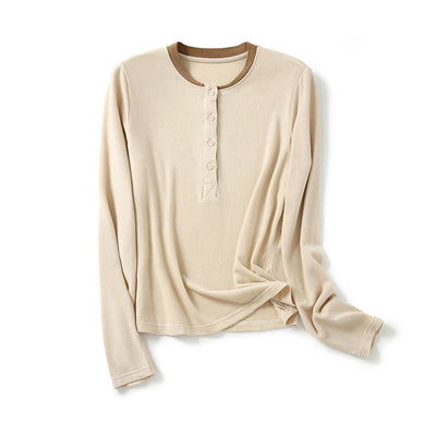 Femme Langarm Henley Top Heidi-Mode 1747972136