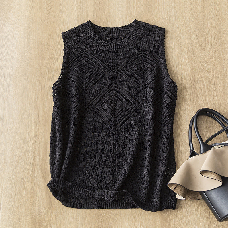 Femme Open-Knit Ärmelloser Pullover Heidi-Mode