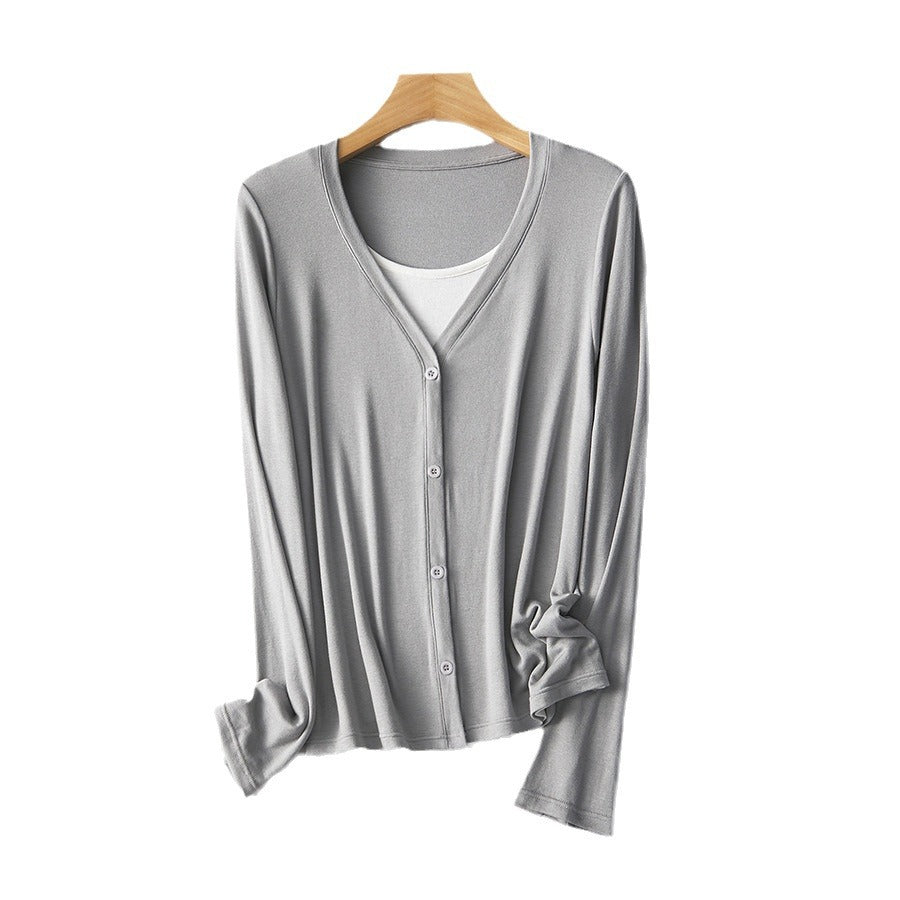 Femme Leichtgewicht Langarm Button-Up Cardigan Heidi-Mode
