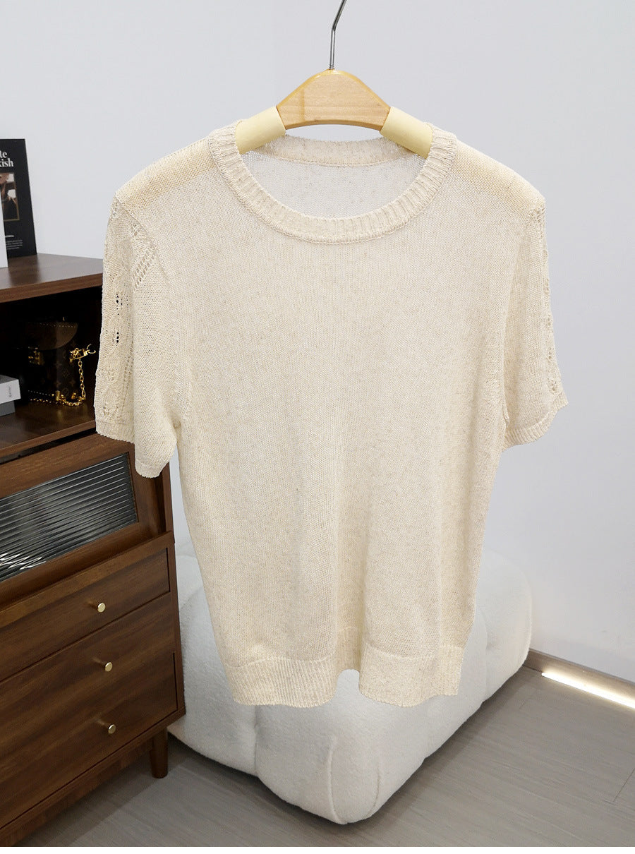 Femme Leichtgewicht Kurzarm Stricktop Heidi-Mode