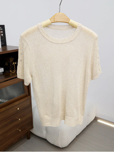 Femme Leichtgewicht Kurzarm Stricktop Heidi-Mode