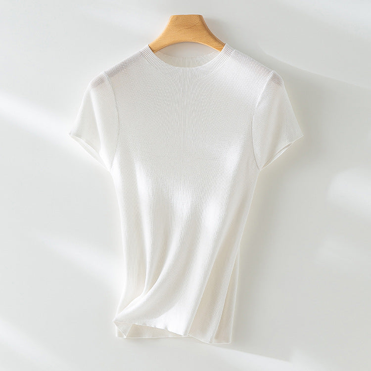Femme Gerippte Strick T-Shirt Heidi-Mode
