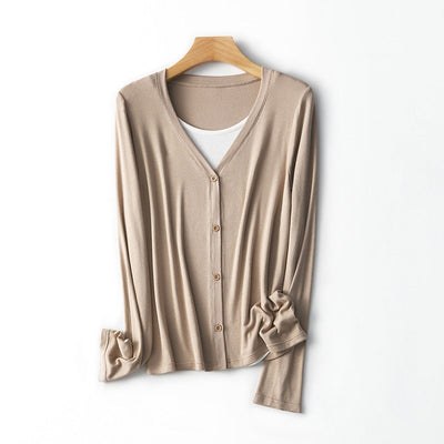 Femme Leichtgewicht Langarm Button-Up Cardigan Heidi-Mode