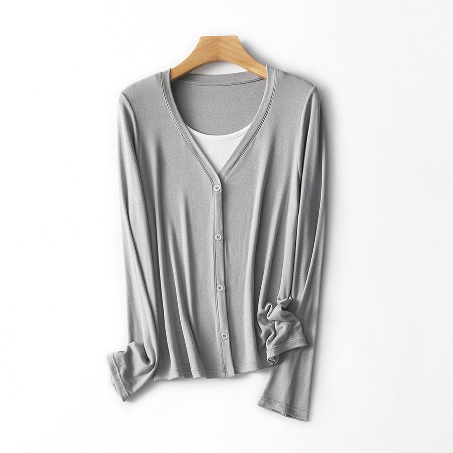 Femme Leichtgewicht Langarm Button-Up Cardigan Heidi-Mode