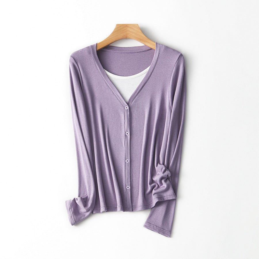 Femme Leichtgewicht Langarm Button-Up Cardigan Heidi-Mode