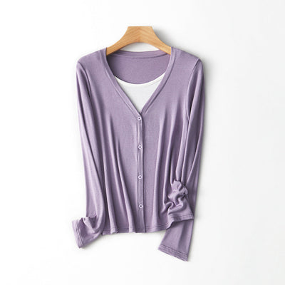 Femme Leichtgewicht Langarm Button-Up Cardigan Heidi-Mode