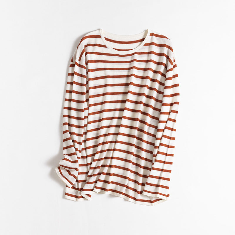 Damen Relaxed Fit Gestreifter Langarmtop Heidi-Mode