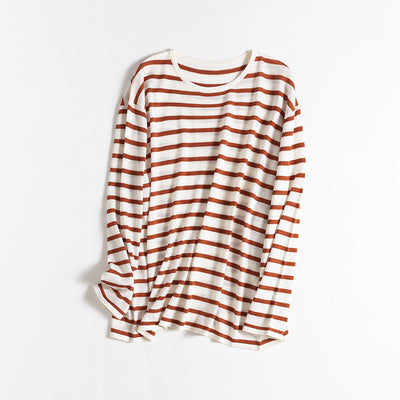 Damen Relaxed Fit Gestreifter Langarmtop Heidi-Mode