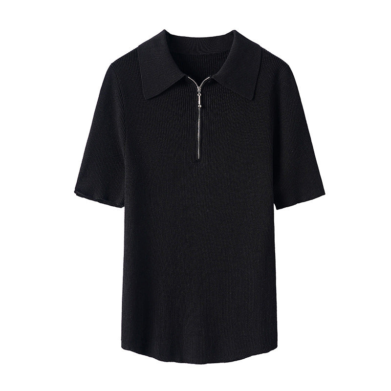 Femme Modern Reißverschluss Kragen Oberteil Heidi-Mode