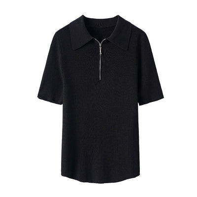 Femme Modern Reißverschluss Kragen Oberteil Heidi-Mode