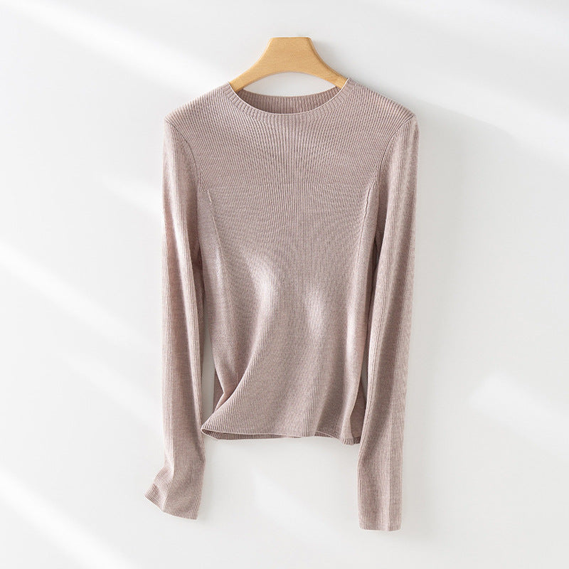 Femme Leichtgewicht Gerippt Langarm-Pullover Heidi-Mode
