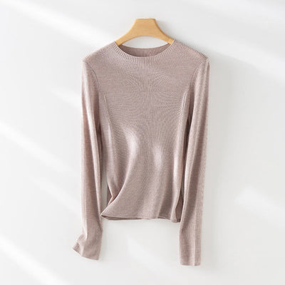 Femme Leichtgewicht Gerippt Langarm-Pullover Heidi-Mode