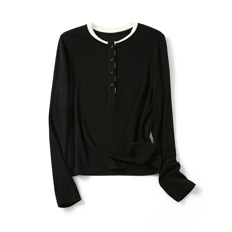 Femme Langarm Henley Top Heidi-Mode 1747972136