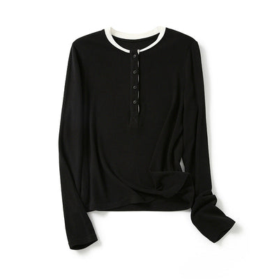 Femme Langarm Henley Top Heidi-Mode 1747972136