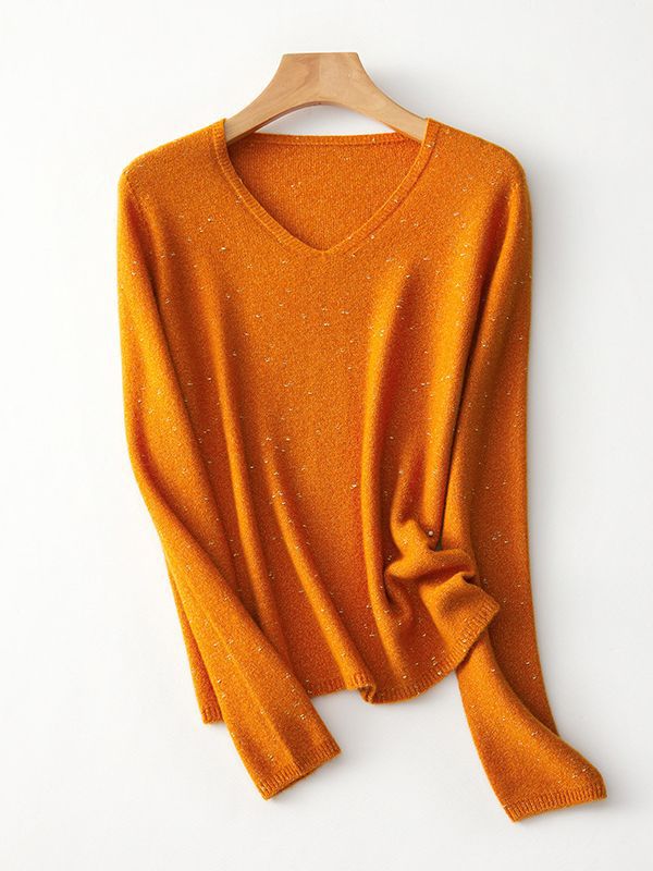 Femme Leicht V-Ausschnitt Strickpullover Heidi-Mode