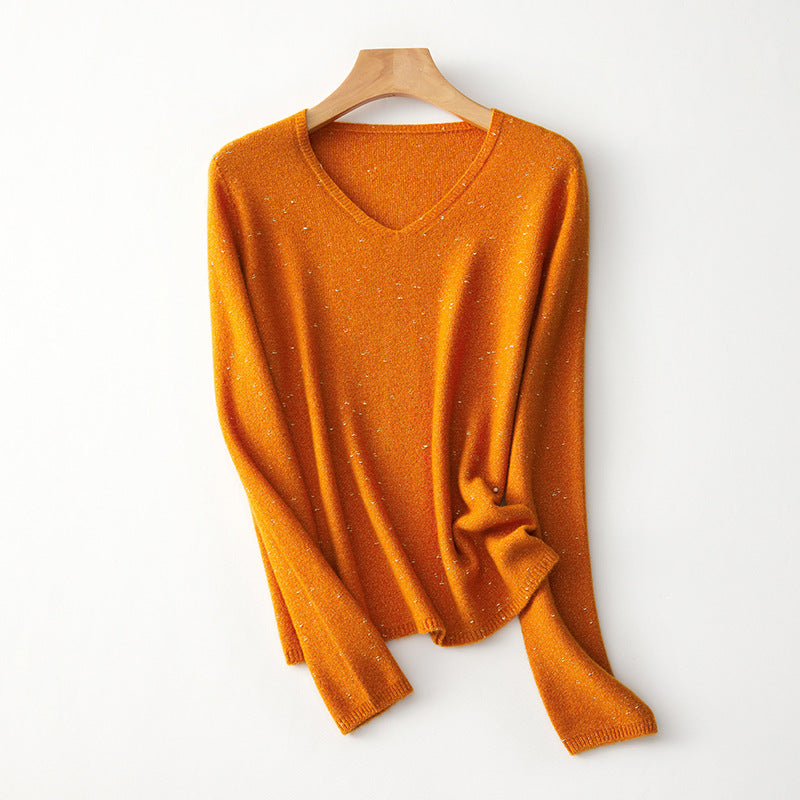 Femme Leicht V-Ausschnitt Strickpullover Heidi-Mode