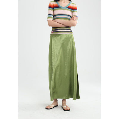 Femme Luxuriöser Satin Maxi Rock Heidi-Mode
