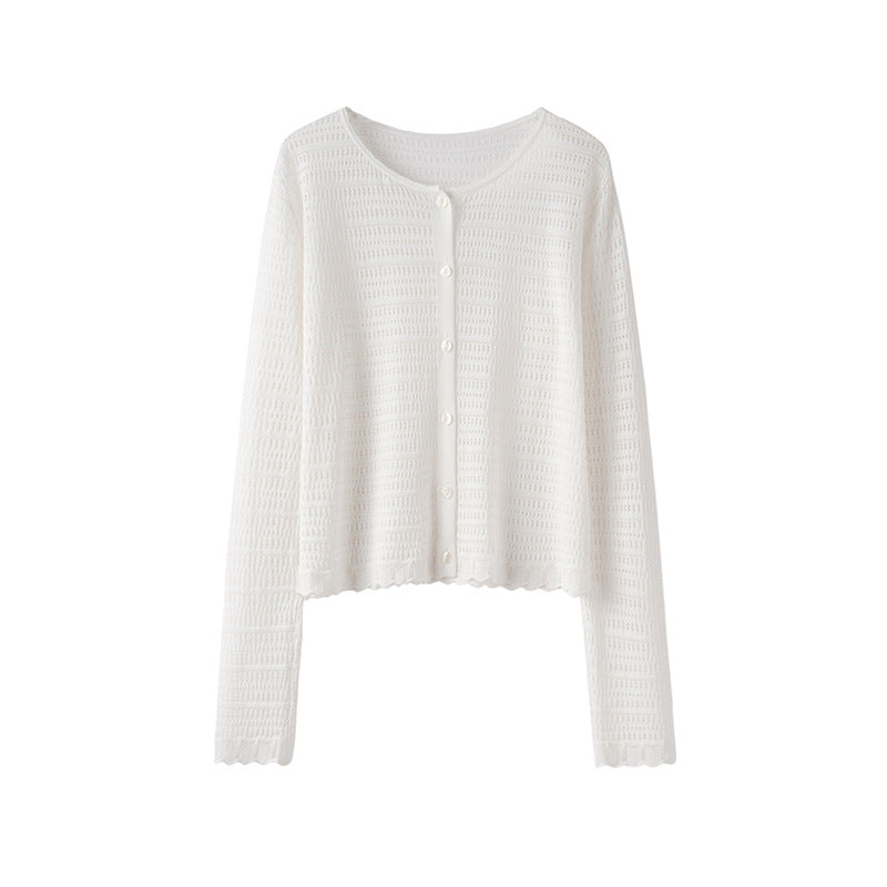 Femme Leichtgewicht Strickjacke mit gewellten Kanten Heidi-Mode
