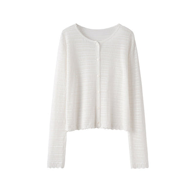 Femme Leichtgewicht Strickjacke mit gewellten Kanten Heidi-Mode
