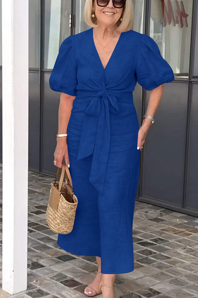 Midikleid mit Puffärmeln | Taillierte Passform | Eleganter Stil