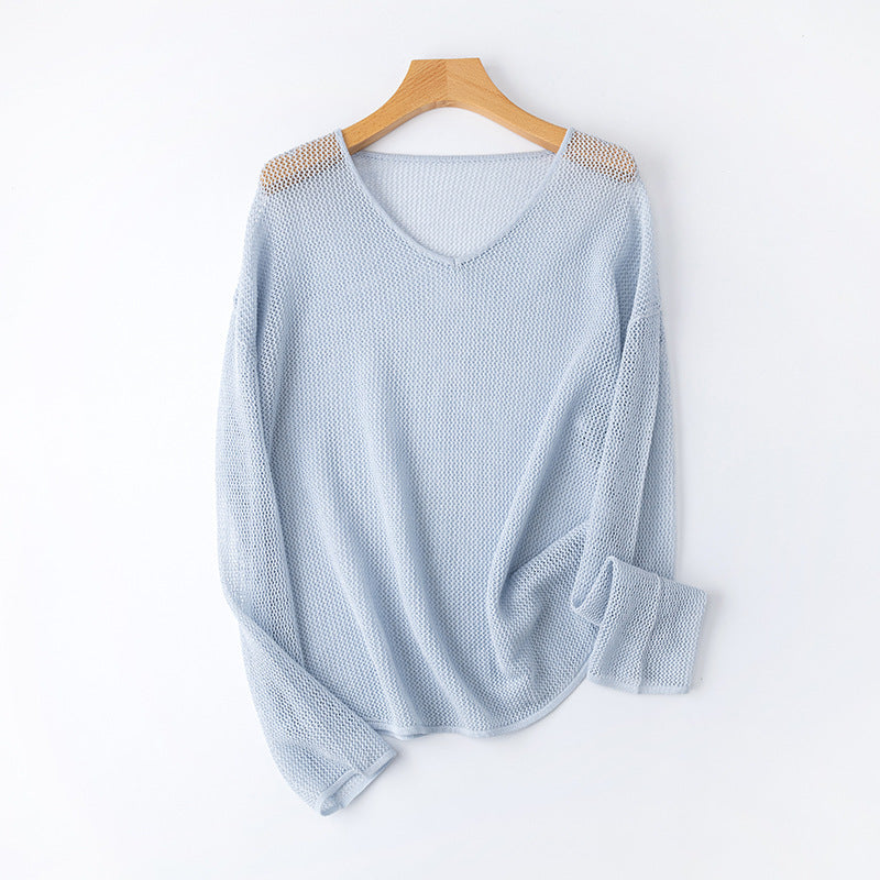 Femme Leichtgewicht V-Ausschnitt Strickpullover Heidi-Mode
