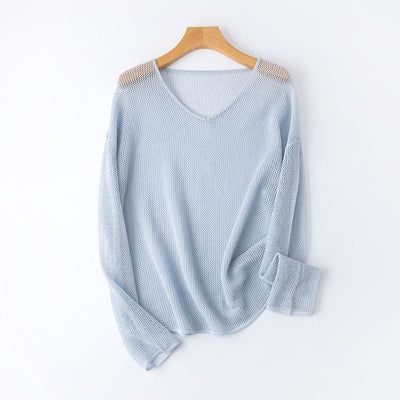 Femme Leichtgewicht V-Ausschnitt Strickpullover Heidi-Mode