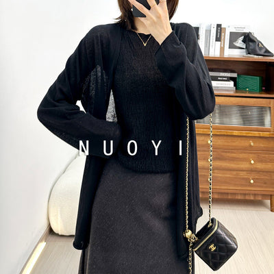 Femme Oversized Leichtgewicht Drapierte Strickjacke Heidi-Mode