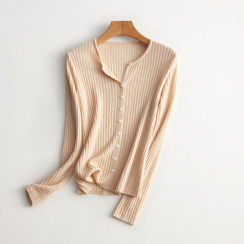 Femme Gerippter Knopf-Oben Stricktop Heidi-Mode