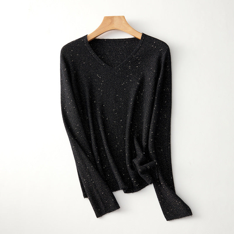 Femme Leicht V-Ausschnitt Strickpullover Heidi-Mode