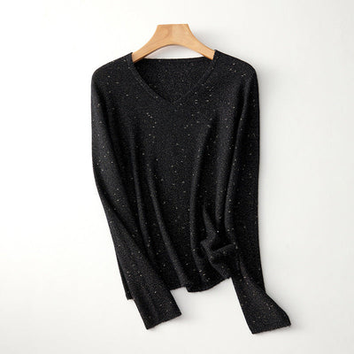 Femme Leicht V-Ausschnitt Strickpullover Heidi-Mode
